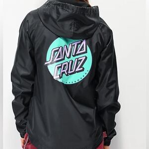 Santa Cruz Skateboards Unisex Jacket Black Vintage The Original Windbreaker